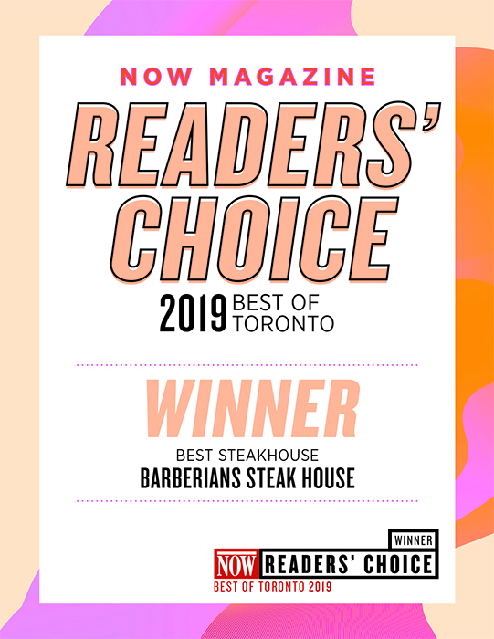 NOW's 2019 Best of Toronto Reader's Choice Winner - Best Steakhouse
